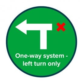 Left Turn Only Arrow & text - Floor Vinyl - 300mmØ