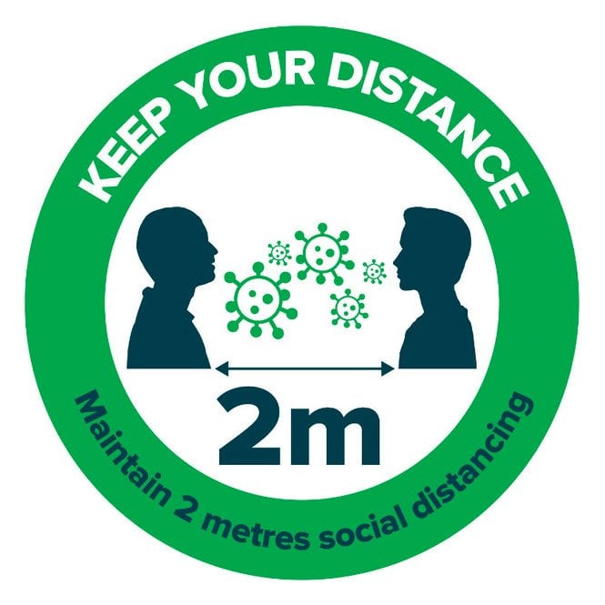 Maintain 2 Metres Social Distancing Floor Vinyl - Round