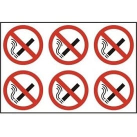 No Smoking Self Adhesive Circle Sign - 6 per sheet