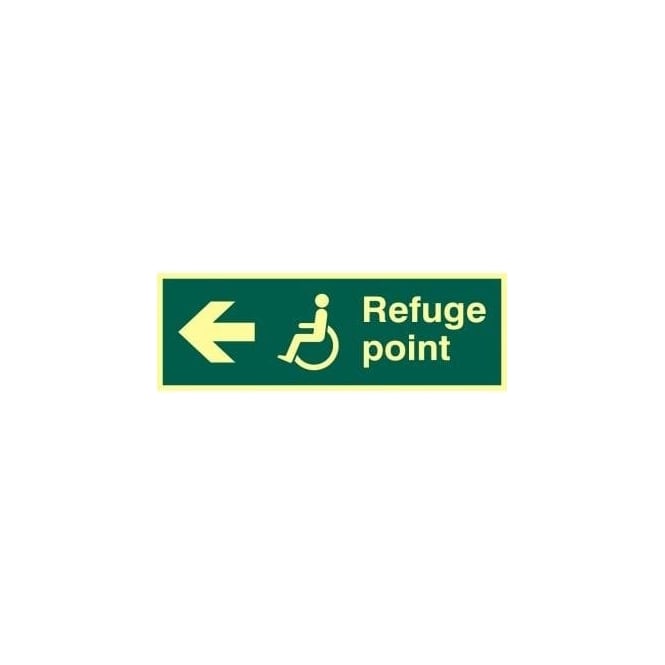 Complete Safety Supplies Photoluminescent Disabled Refuge Point- Arrow Left Sign
