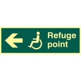 Photoluminescent Disabled Refuge Point- Arrow Left Sign