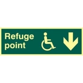 Photoluminescent Disabled Refuge Point - Arrow Right Sign