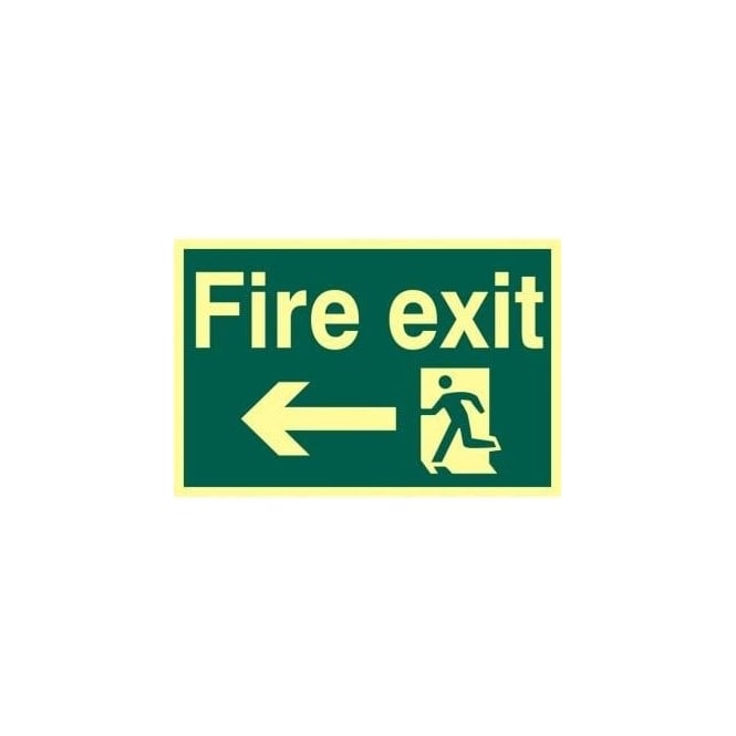 Complete Safety Supplies Photoluminescent Fire Exit Sign with Running Man with Left Arrow