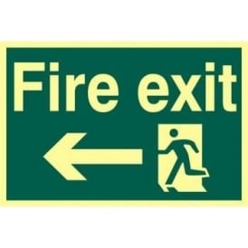 Photoluminescent Fire Exit Sign with Running Man with Left Arrow