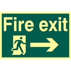 Photoluminescent Fire Exit Sign with Running Man with Right Arrow