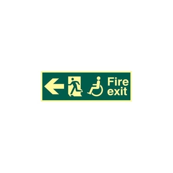 Complete Safety Supplies Photoluminescent Fire Exit suitable for use by Disabled-Running Man Right-Arrow Left Sign
