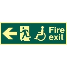 Photoluminescent Fire Exit suitable for use by Disabled-Running Man Right-Arrow Left Sign