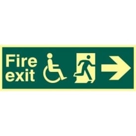 Photoluminescent Fire Exit suitable for use by Dissabled-Running Man Right-Arrow Right Sign