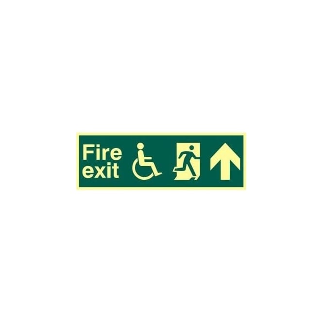 Complete Safety Supplies Photoluminescent Fire Exit suitable for use by Dissabled-Running Man Right-Arrow Up Sign