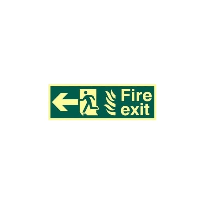 Complete Safety Supplies Photoluminescent Fire Exit with Man Running from Flames with Arrow Left Sign