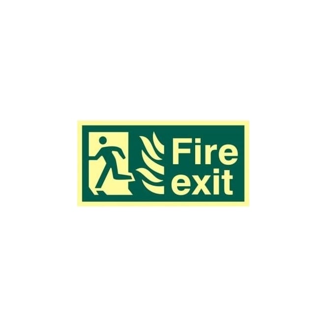 Complete Safety Supplies Photoluminescent Fire Exit with Man Running Left from Flames Sign