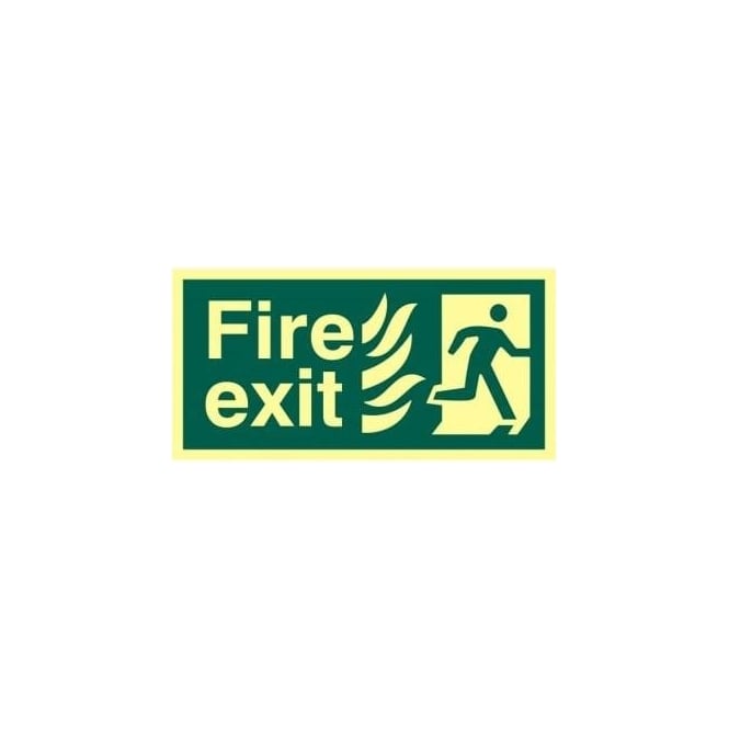 Complete Safety Supplies Photoluminescent Fire Exit with Man Running Right from Flames Sign