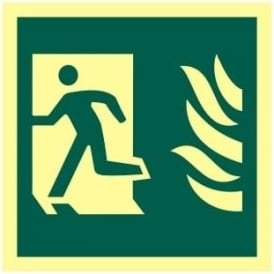 Photoluminescent Man Running from Flames Left Sign