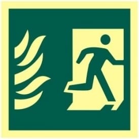 Photoluminescent Man Running from Flames Right Sign