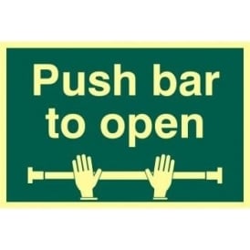 Photoluminescent Push Bar To Open Sign