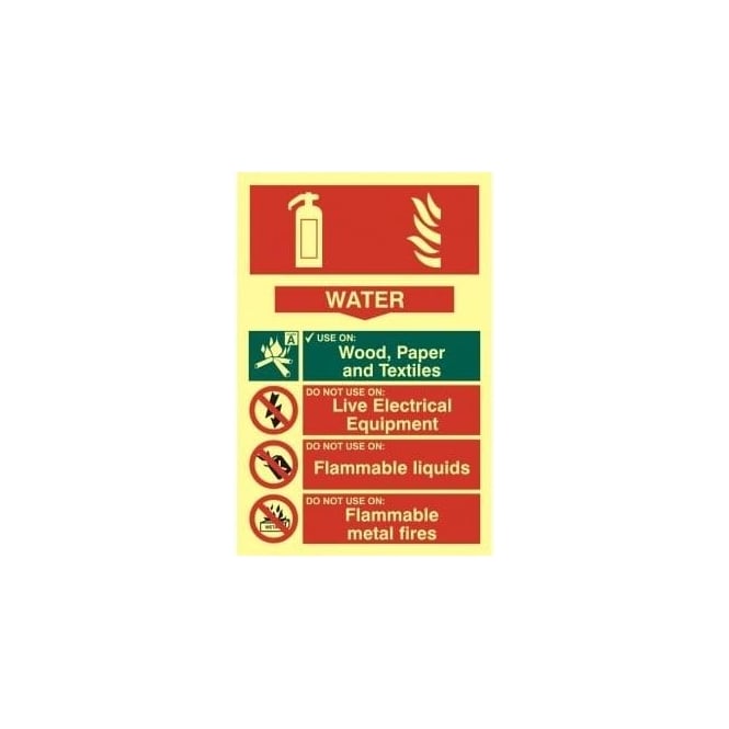 Complete Safety Supplies Photoluminescent Water Fire Extinguisher Sign