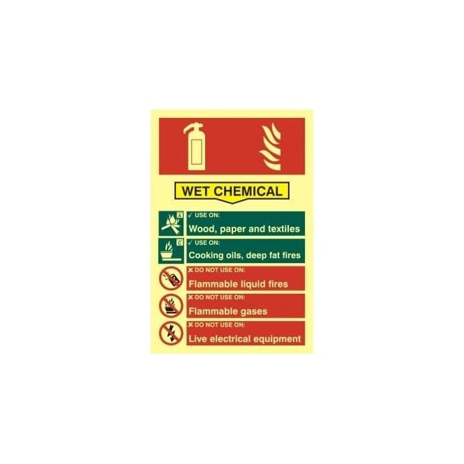 Complete Safety Supplies Photoluminescent Wet Chemicals Fire Extinguisher Sign