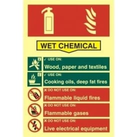 Photoluminescent Wet Chemicals Fire Extinguisher Sign