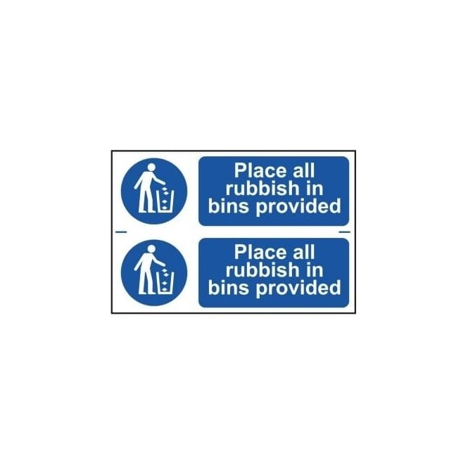 Complete Safety Supplies Place All Rubbish in Bins Provided Sign (2 per sheet)
