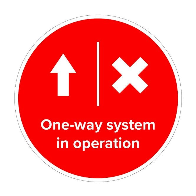 Red One-Way System in Operation - Floor Vinyl - 300mmØ