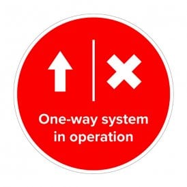 Red One-Way System in Operation - Floor Vinyl - 300mmØ