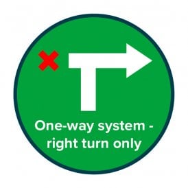 Right Turn Only Arrow & text - Floor Vinyl - 300mmØ