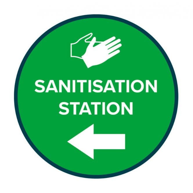 Sanitisation Station Left Arrow - Floor Vinyl - 300mmØ