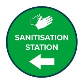 Sanitisation Station Left Arrow - Floor Vinyl - 300mmØ