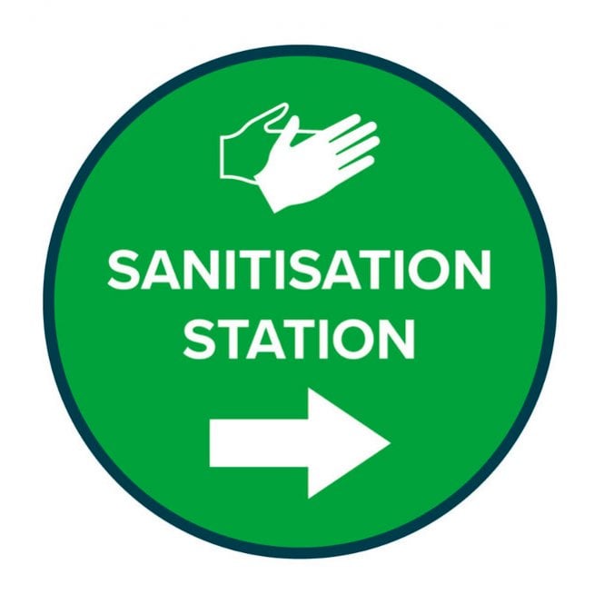 Sanitisation Station Right Arrow - Floor Vinyl - 300mmØ