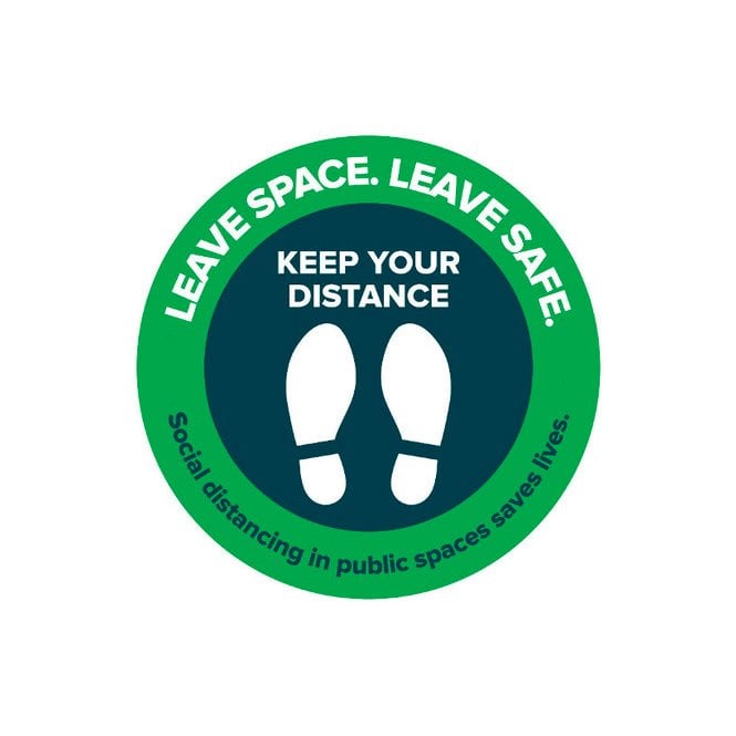 Social Distancing In Public Spaces Saves Lives - Floor Vinyl - Round