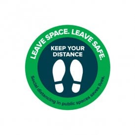 Social Distancing In Public Spaces Saves Lives - Floor Vinyl - Round