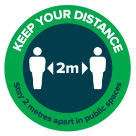 Stay 2 Metres Apart in Public Space - Floor Vinyl - Round