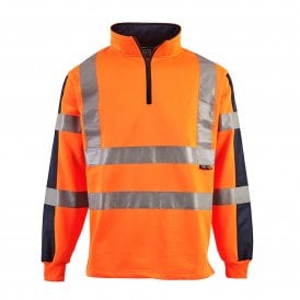SuperTouch Hi Vis 2 Tone Fleece Rugby Shirt Orange 317817