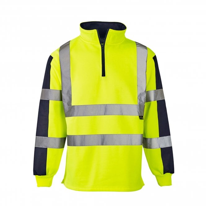 Supertouch Hi Vis 2 Tone Fleece Rugby Shirt Yellow