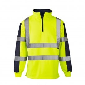 SuperTouch Hi Vis 2 Tone Fleece Rugby Shirt Yellow 31741 7 front