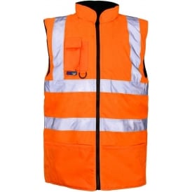 Hi Vis Bodywarmer Reversible Fleece Lined Orange GO/RT 3279 