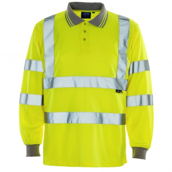 Supertouch Hi Vis Long Sleeve Polo Shirt Yellow ISO 20471 Class 2 & 3