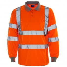 Supertouch Hi Vis Long Sleeve Polo Shirt Orange GO/RT 3279