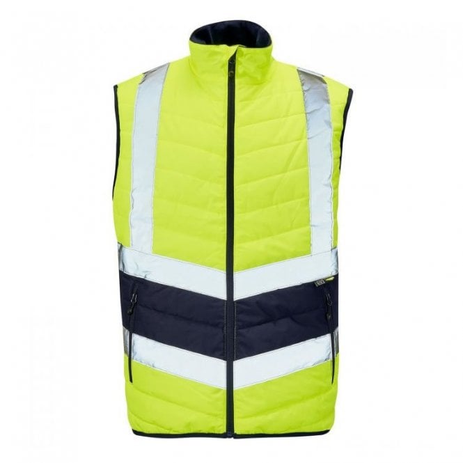 Supertouch  Hi Vis Yellow 2 Tone Puffer Bodywarmer