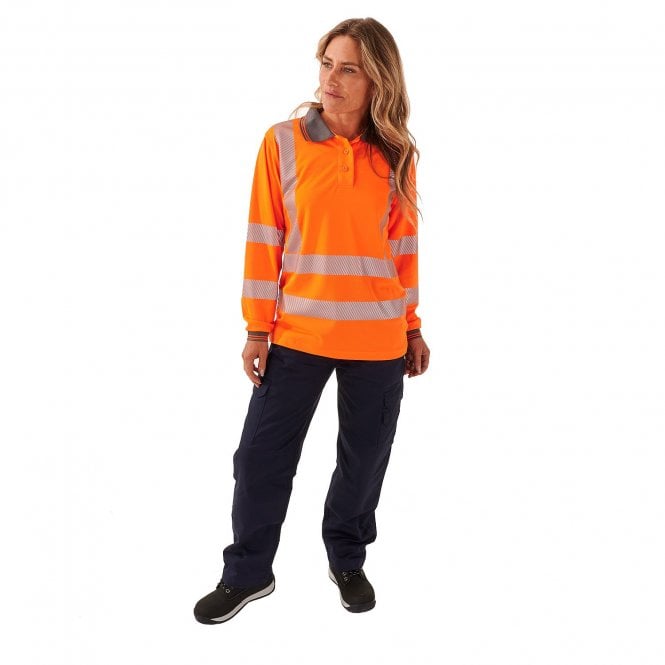 Supertouch Ladies Hi Vis Orange/Yellow Jaya Birds Eye Polo