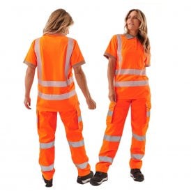 Ladies Hi Vis Yellow/Orange Savannah Birds Eye Polo