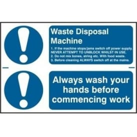 Waste Disposal Machine/Hand Washing Sign (2 per sheet)
